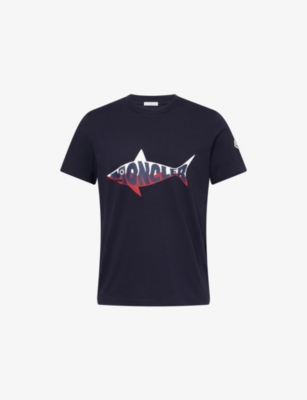 MONCLER: Shark Logo-Print Crewneck Cotton T-Shirt