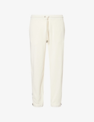 MONCLER: Stripe-Trim Cuffed Cotton-Jersey Jogging Bottoms