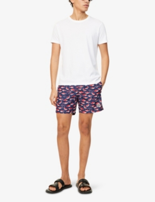MONCLER: Shark Swim Printed Swim Shorts