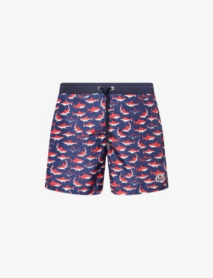 MONCLER: Shark Swim Printed Swim Shorts