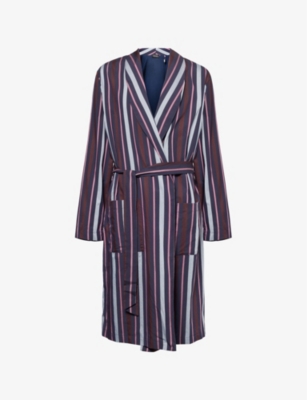 HANRO MENS HANRO NIGHT & DAY MANTEL STRIPED COTTON ROBE 