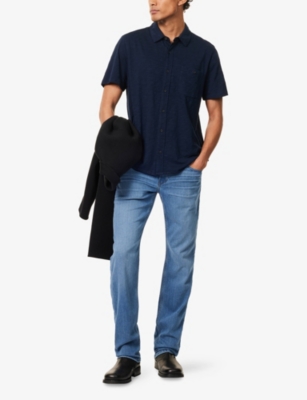 Paige Mens Deep Anchor Carillo Short-sleeve Cotton-jersey Shirt In Deep Anchor