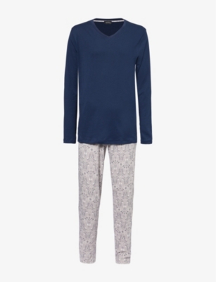 HANRO: Day & Night Printed Cotton-Jersey Pyjama Set