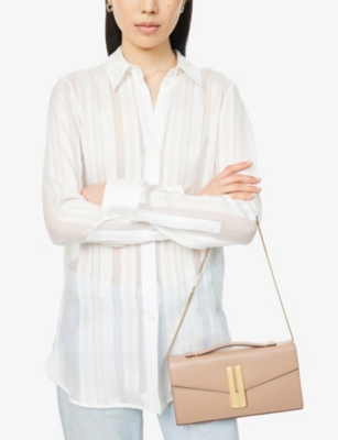 Demellier Womens Dark Sand Vancouver Leather Clutch Bag