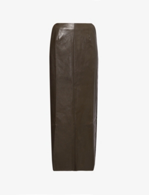 Pretty Lavish Womens Brown Maeve Faux-leather Maxi Skirt In Green