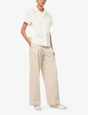 MONCLER: Embroidered Camp-Collar Cotton-Blend Shirt