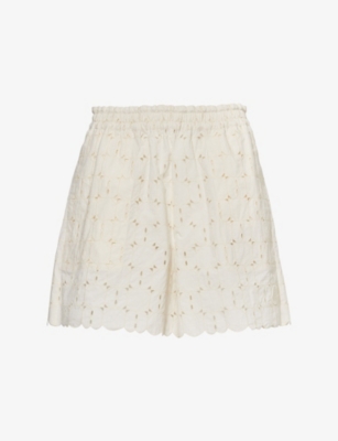 MONCLER: Broderie Anglaise Cotton-Blend Shorts