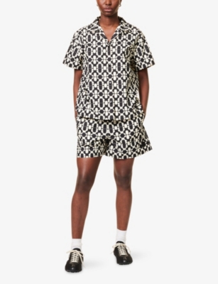 MONCLER: Geometric-Print Relaxed Short-Sleeve Cotton Shirt