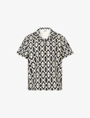 MONCLER: Geometric-Print Relaxed Short-Sleeve Cotton Shirt