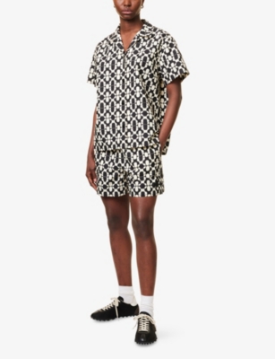MONCLER: Geometric-Print Relaxed-Fit Cotton Shorts
