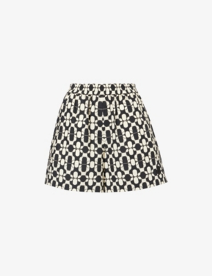 MONCLER: Geometric-Print Relaxed-Fit Cotton Shorts