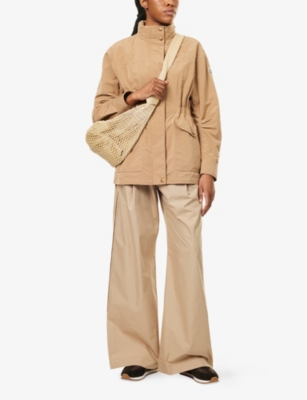 MONCLER: Belted Pleat-Front Wide-Leg Cotton-Blend Trousers
