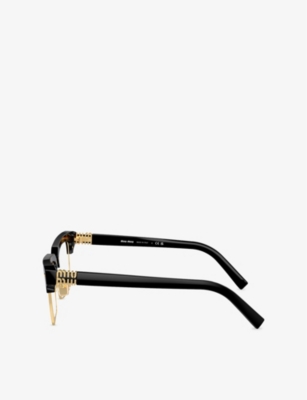 Miu Miu Womens Black Mu 11xv Rectangular-frame Metal Optical Glasses In Black