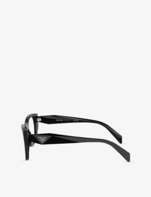 Prada Womens Pr A18v Irregular-frame Acetate Glasses Black In Black