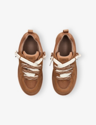 Ugg Brown Kids' Lo Lowmel Logo-embroidered Suede Low-top Trainers Eur 33.5 /1.5 Uk In Brown