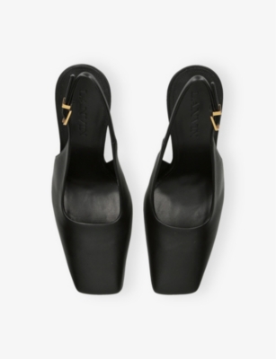 LANVIN: Square-Toe Sling-Back Leather Heeled Courts