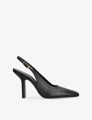 LANVIN: Square-Toe Sling-Back Leather Heeled Courts