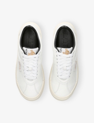 LANVIN: Cash Logo-Embroidered Leather Low-Top Trainers