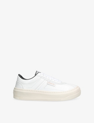LANVIN: Cash Logo-Embroidered Leather Low-Top Trainers