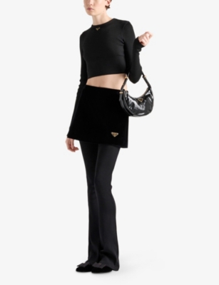PRADA: Long-Sleeved Cropped Knitted Top