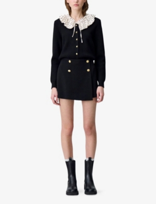 CLAUDIE PIERLOT: Button-Embellished Mid-Rise Woven Skort