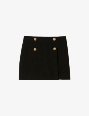 CLAUDIE PIERLOT: Button-Embellished Mid-Rise Woven Skort