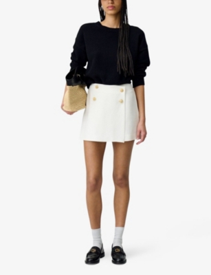 CLAUDIE PIERLOT: Button-Embellished Mid-Rise Woven Skort