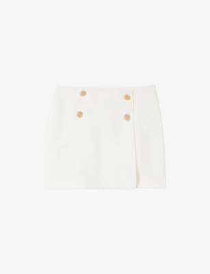 CLAUDIE PIERLOT: Button-Embellished Mid-Rise Woven Skort