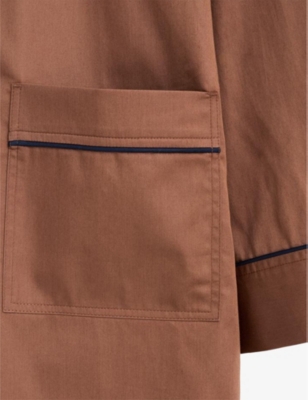 Hay Womens  Outline Contrast-piping Cotton Pyjama Shirt In Milk Chocolate