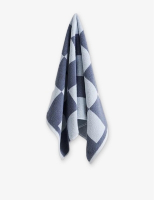 Hay Check Organic Cotton Hand Towel In Steel Blue