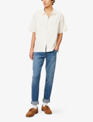 Citizen Of Humanity Mens Avalon (md/dk Indigo) London Brand-patch Tapered-leg Slim-fit Stretch-denim Jeans In Blue