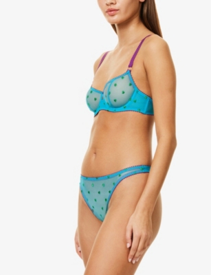 DORA LARSEN: Nelle Heart Embroidery Underwired Tulle Bra