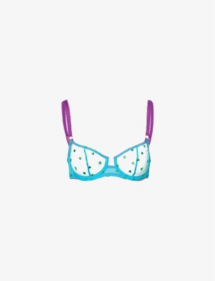 DORA LARSEN: Nelle Heart Embroidery Underwired Tulle Bra