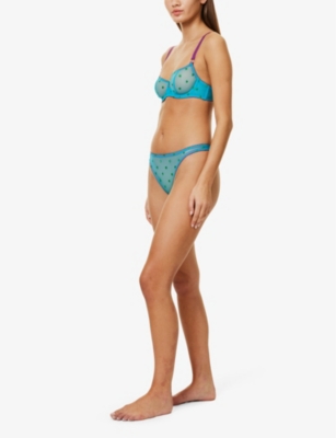 DORA LARSEN: Nelle Heart Embroidery Tulle Thong