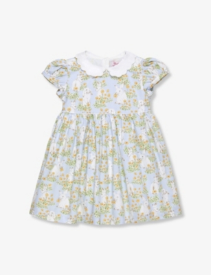 TROTTERS: Bella Bunny Petal-Print Cotton Dress 3-24 Months