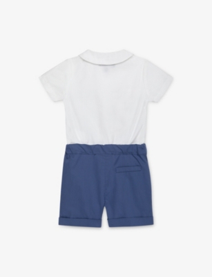 TROTTERS: Rupert Smocked Short-Sleeve Cotton Romper 3 Months - 7 Years