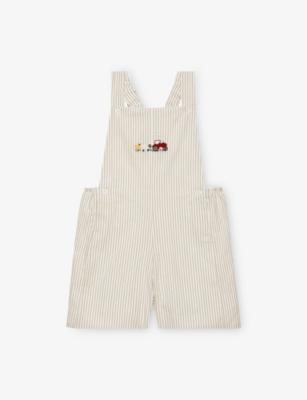 TROTTERS: Alexander Stripe-Print Cotton Bib Shorts 3 Months - 4 Years