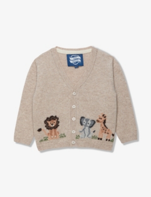 TROTTERS: Augustus Friends V-Neck Knitted Cardigan 3-24 Months