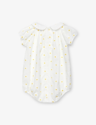 TROTTERS: Daisy Bubble Short-Sleeve Cotton Romper 0-6 Months