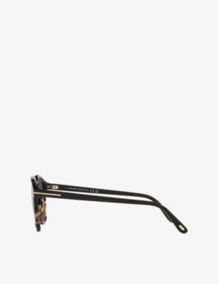Tom Ford Womens Black Tr001830 Damian Tortoiseshell Pilot-frame Acetate Sunglasses In Black