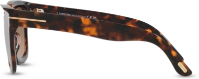 Tom Ford Womens Brown Tr001843 Leigh Square-frame Tortoiseshell Acetate Sunglasses In Brown