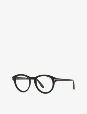 Tom Ford Womens Black Tr001853 Round-frame Acetate Optical Glasses In Black