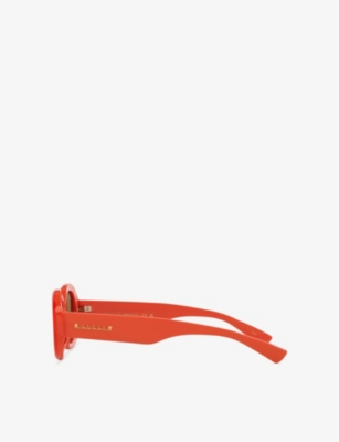 Shop Gucci Womens Orange Gg1587s Oval-frame Acetate Sunglasses