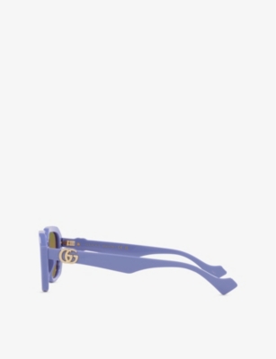 Gucci Womens Gg1535s Rectangular-frame Acetate Sunglasses Purple In Purple