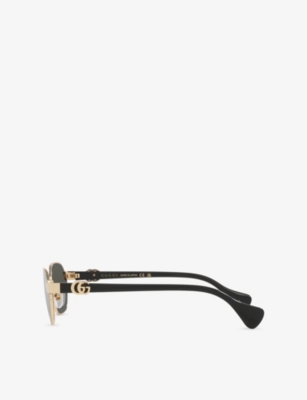 Gucci Womens Gold Gg1593s Rectangular-frame Metal Sunglasses In Gold