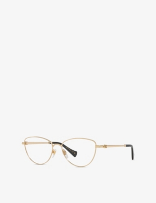 Gucci Womens Gold Gg1595o Cat-eye Metal Optical Glasses In Gold