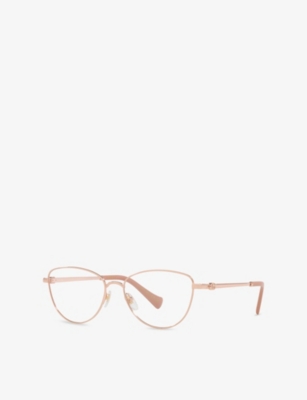 Gucci Womens Gc002218 Cat-eye Metal Optical Glasses Gold In Gold