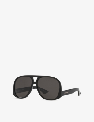 Saint Laurent Womens Black Sl 652 Pilot-frame Acetate Sunglasses In Black