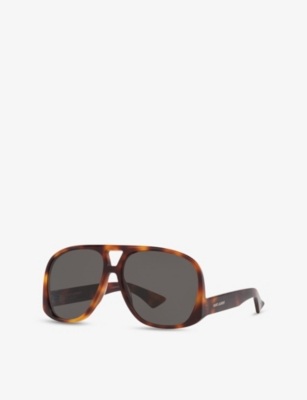 Saint Laurent Womens Brown Sl 652 Pilot-frame Acetate Sunglasses In Brown