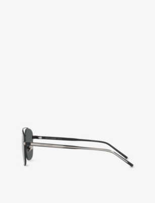 Saint Laurent Womens Ys000566 Sl 665 Pilot-frame Metal Sunglasses Black In Black